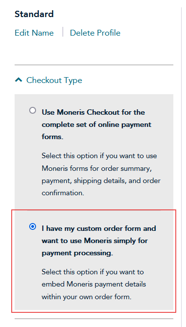 Moneris checkout type